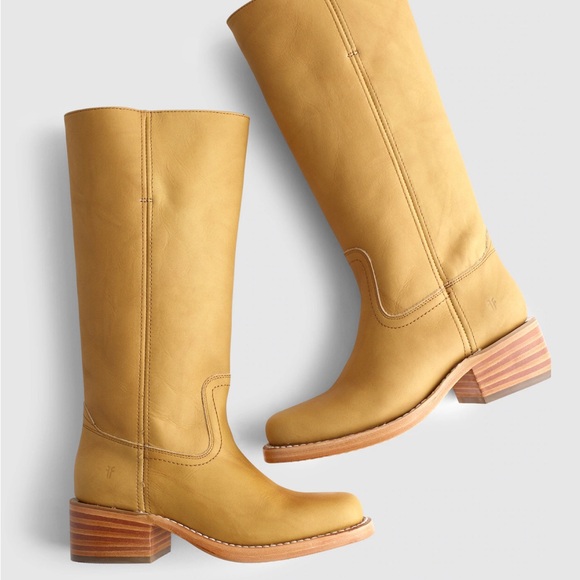 Frye Shoes - Frye Camryn Tall Pull On Boots light yellow "banana" leather Women’s Size 8 NWT
